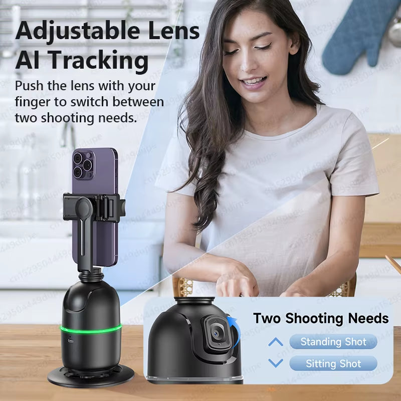 Smart Tracking Tripod for Camera Smartphone,Colorful Light 360 Rotation Follow Focus,Gimbal for Tiktok Live Photography
