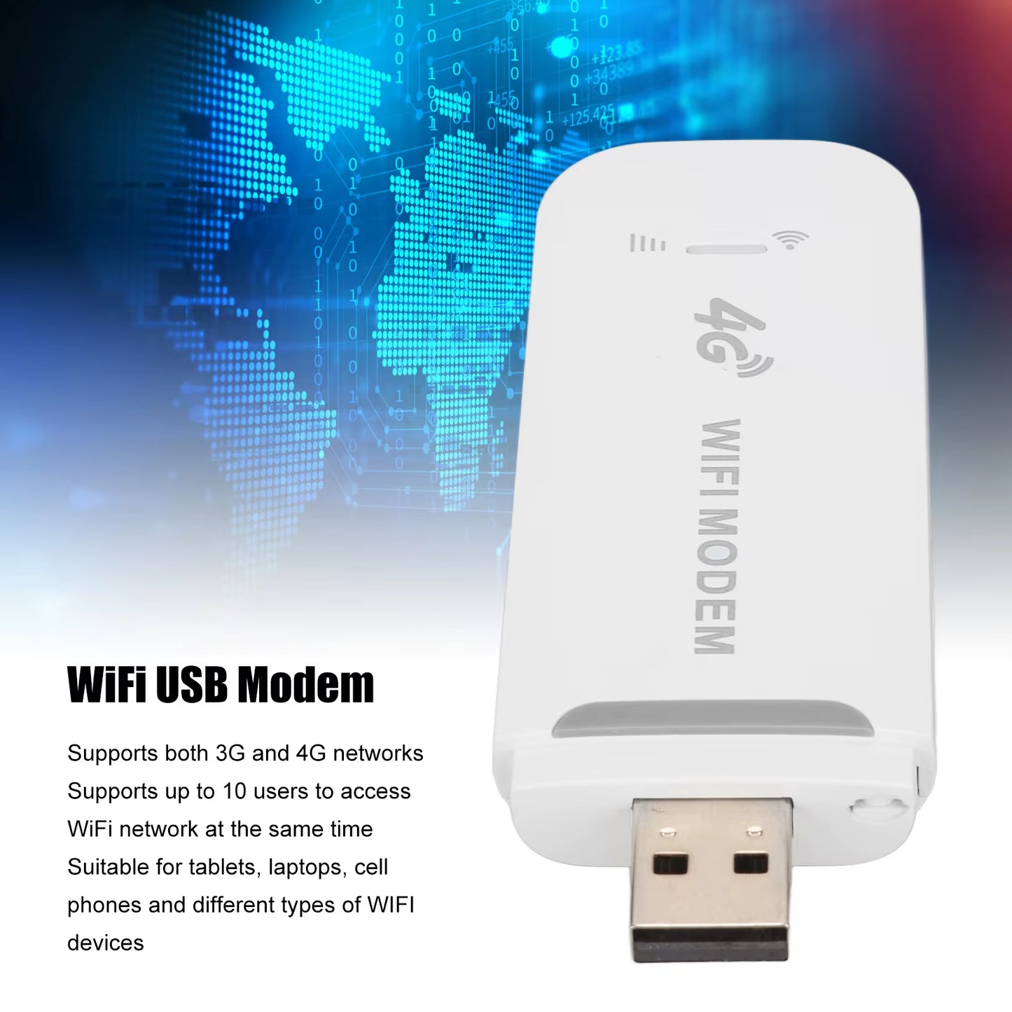 4G LTE Wireless Router 150Mbps Support 10 Users USB Interface Portable Wifi Modem for Tablet Laptop White