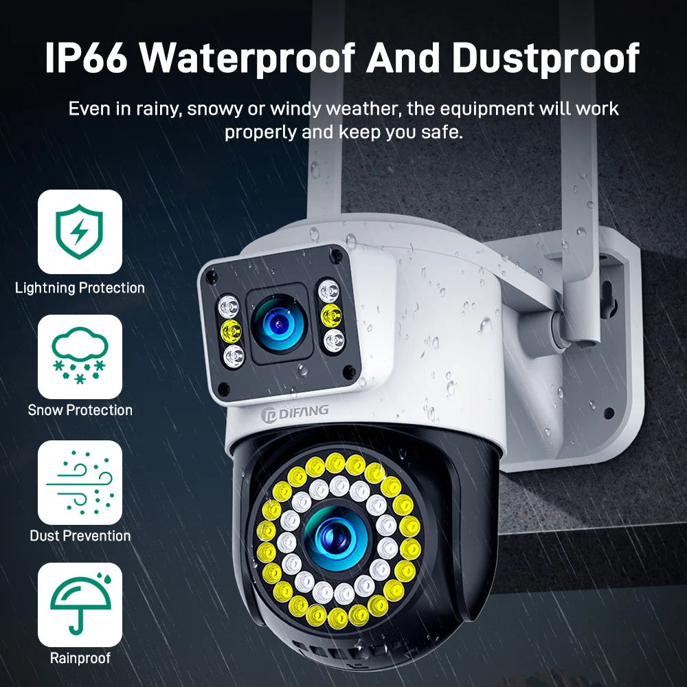 4K 8MP Wifi Camera Dual Lens Security Camera CCTV Dual Screen PTZ Ai Tracking Mini 360° View Video Surveillance Yoosee