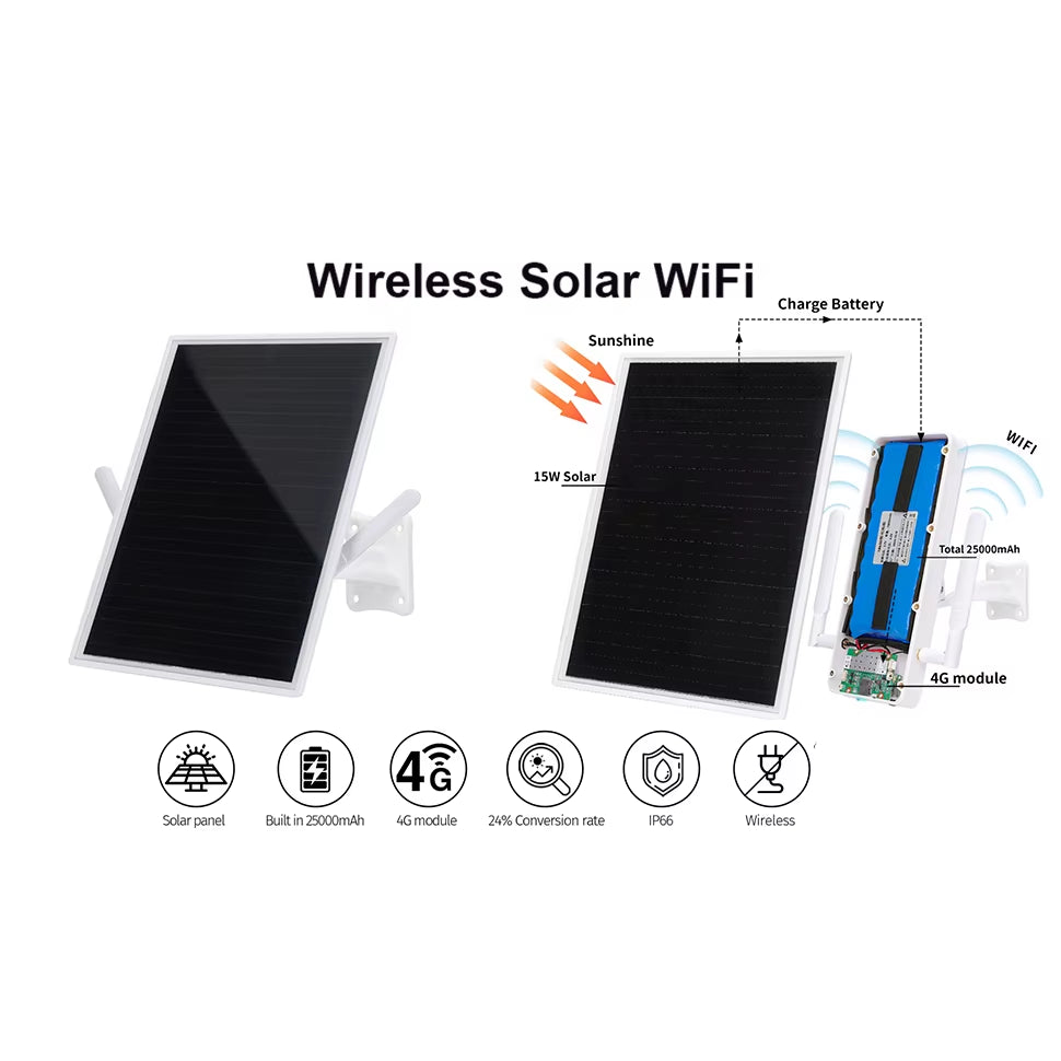 15W 25000Mah 4G Solar Router;4G Router Solar Powered All in One;Wifi Repeater;Ip66 Waterproof;Ultra Long Standby 7 Days