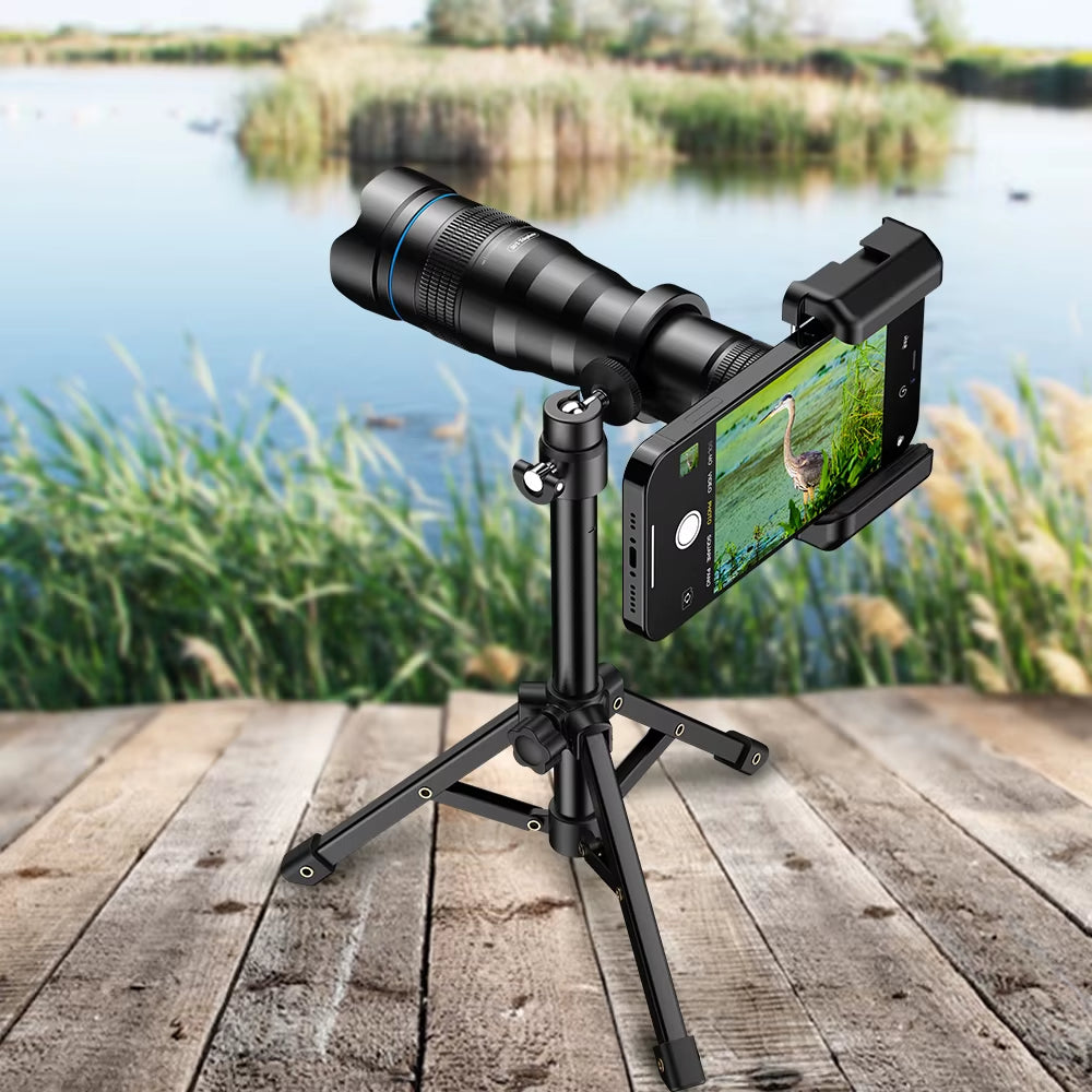 36X Metal Telephoto Lens with Tripod Zoom Telescope Monocular for Iphone Samsung Shooting Birds Watching Concert Sports