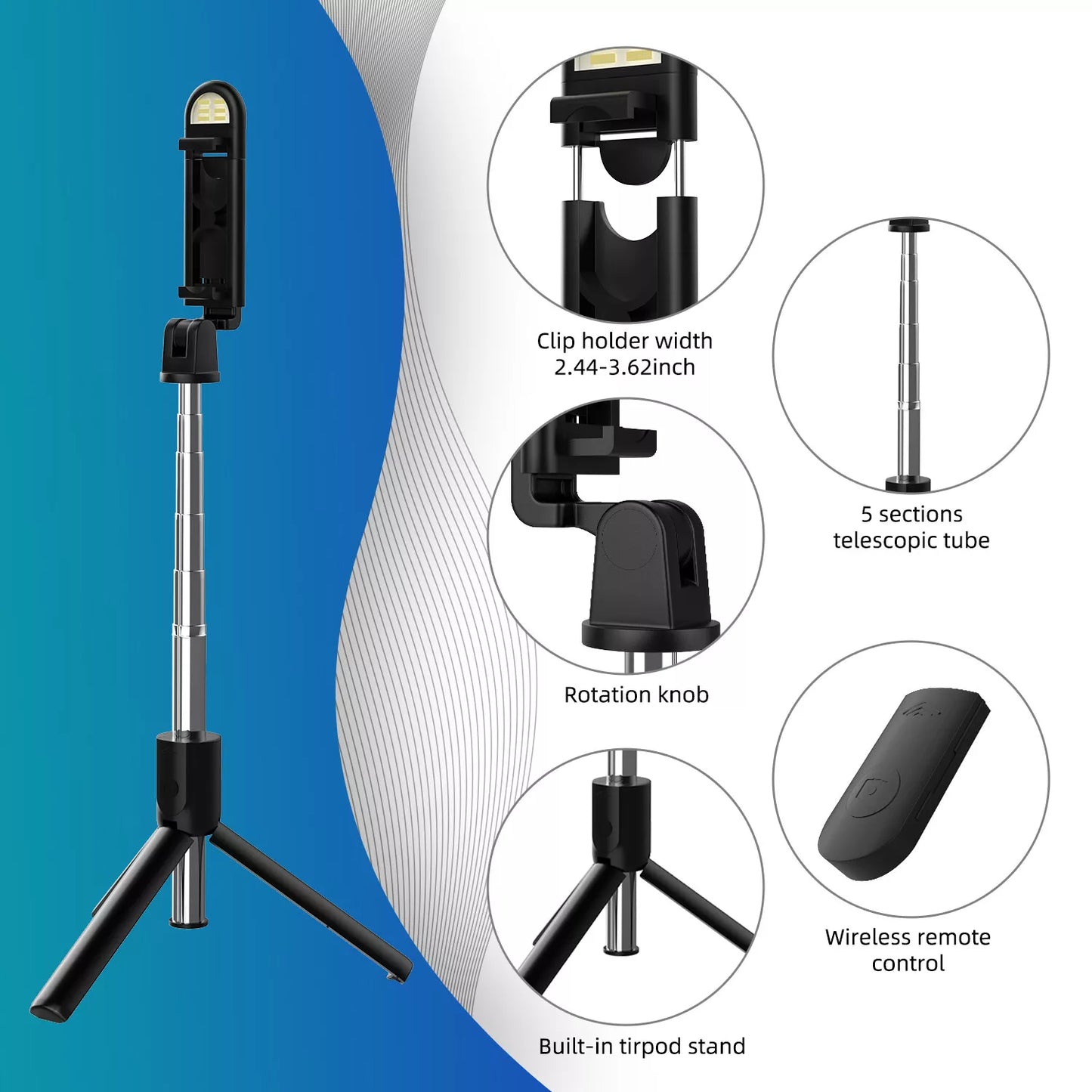 US Selfie Stick Tripod Remote Desktop Stand Phone Holder Iphone 16 X Samsung LOT