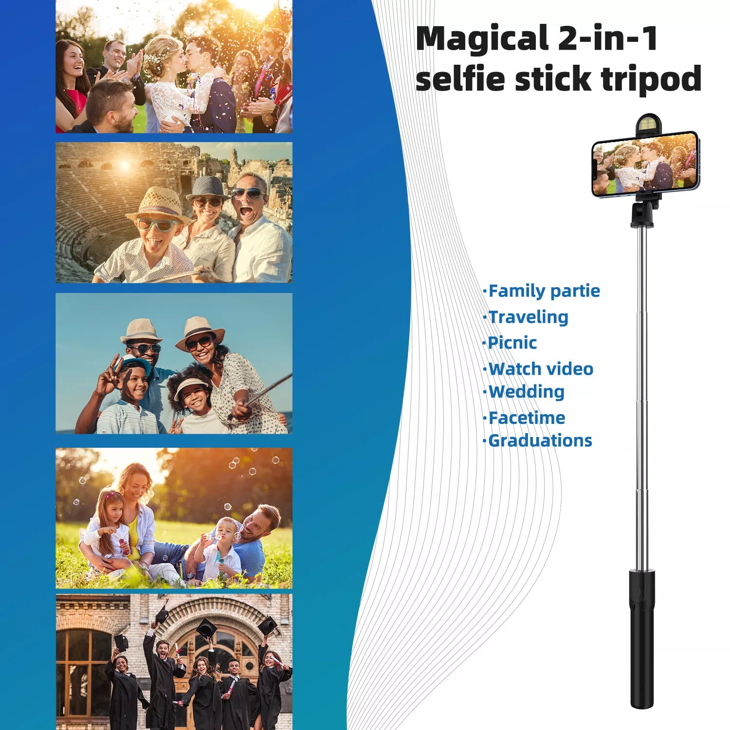 US Selfie Stick Tripod Remote Desktop Stand Phone Holder Iphone 16 X Samsung LOT