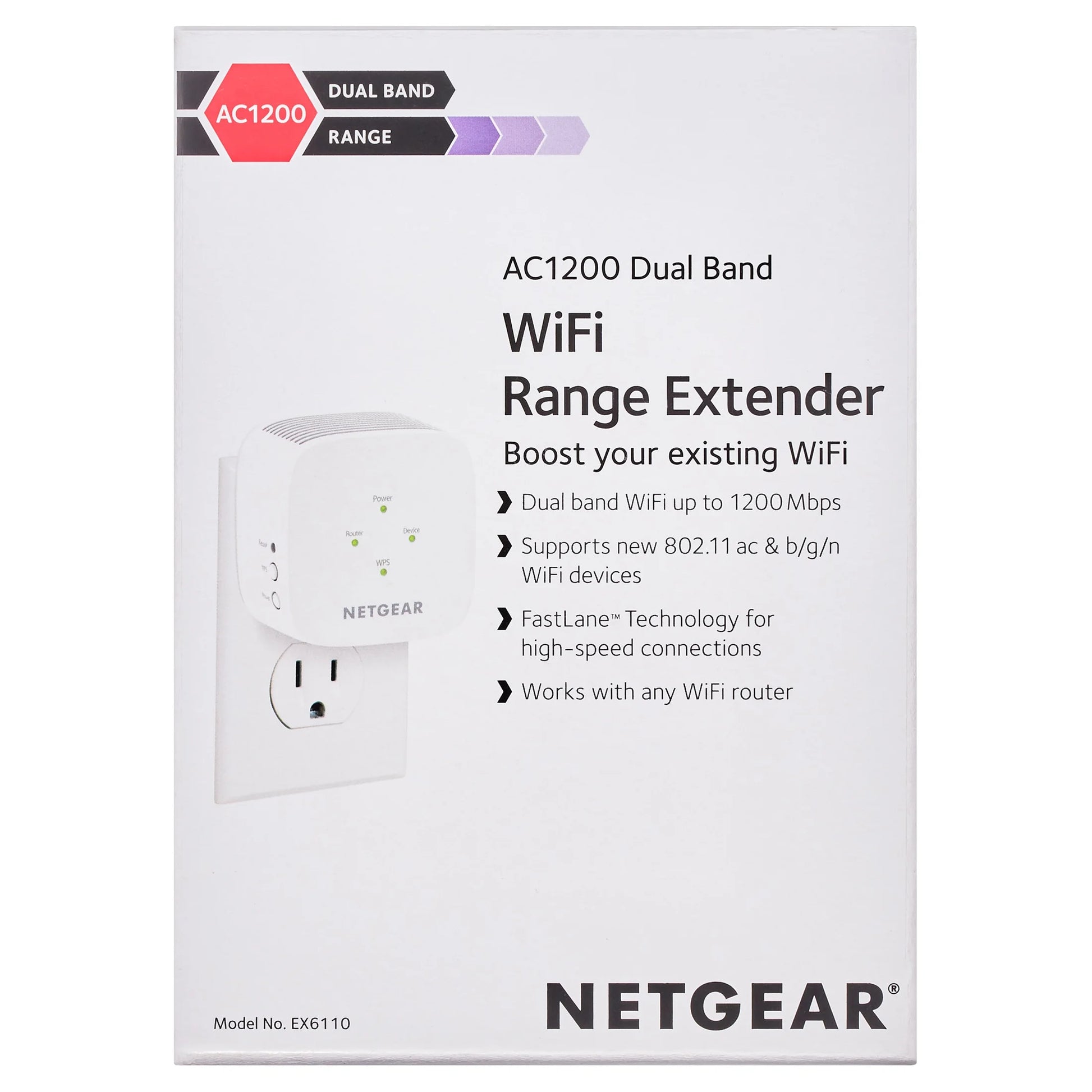 AC1200 Wifi Range Extender, Wall-Plug (EX6110)