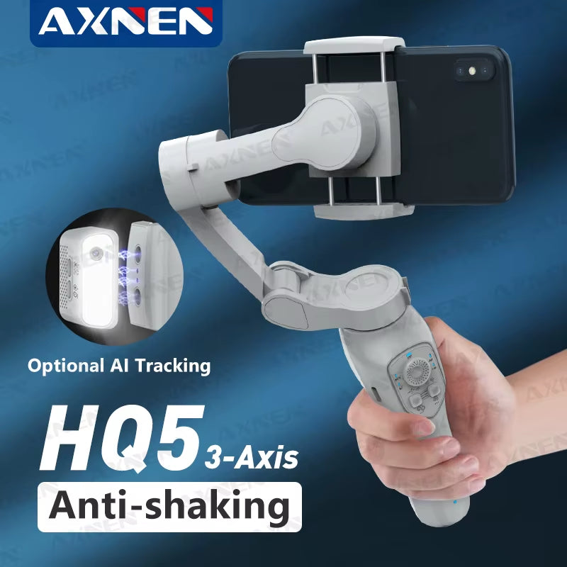 HQ5 Gimbal 3-Axis Handheld Stabilizer for Cell Phone Anti-Shaking Shooting, Optional AI Tracking, for Iphone Android Phone