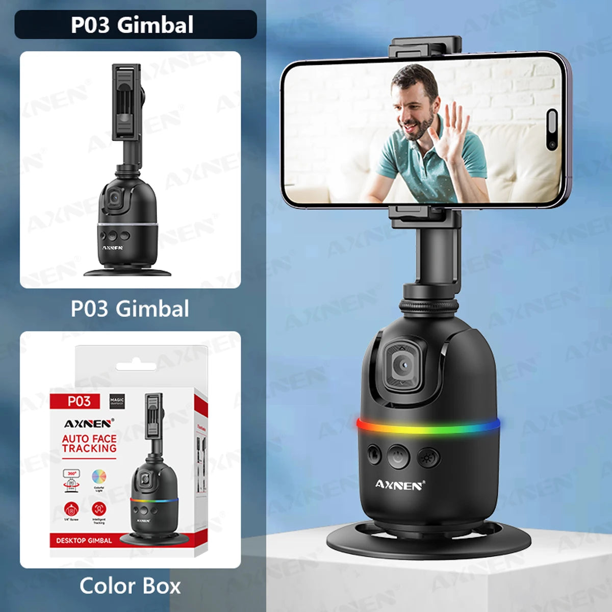 P03 Gimbal Selfie Stick for Cellphone and Cameras AI 360 Follow Selfie Stand Face Tracking Desktop Gimbal Gesture Control
