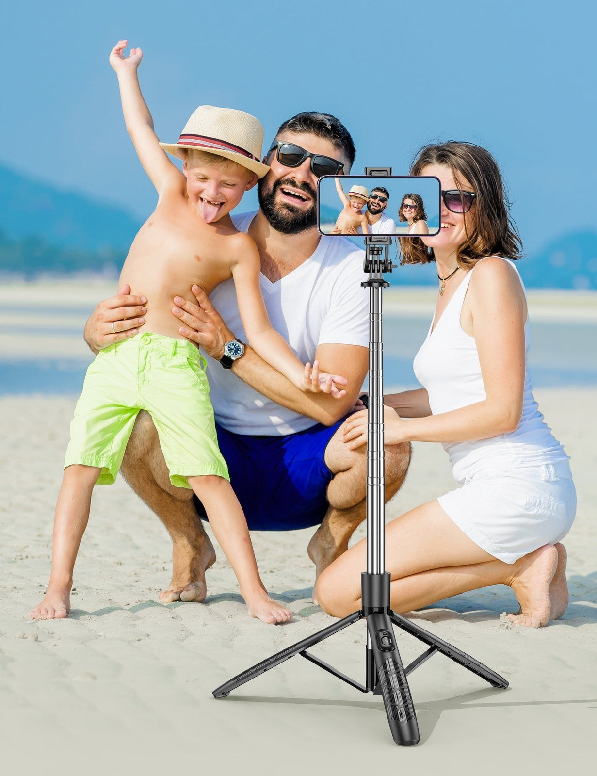 71" Phone Tripod & Selfie Stick, All in One Extendable Cell Phone Tripod with Wi