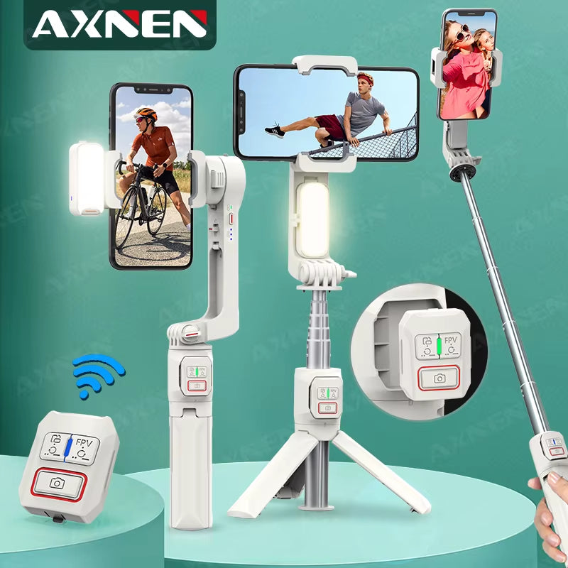 A10 Gimbal Stabilizer Selfie Stick Tripod Smartphone Handheld Gimbal with Fill Light Telescopic Rod Vlog Video Record for Iphone