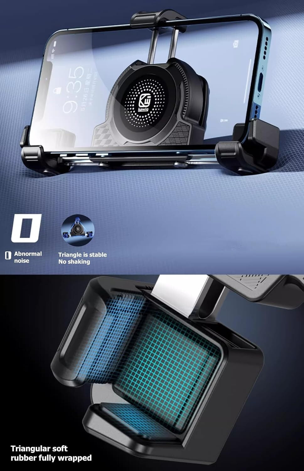 Motorcycle Phone Mount with Qi 15W Wireless Charger & USB C 36W Fast Charging Po