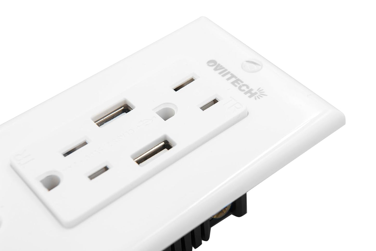 2.4 AMP Dual High Speed Wall Mount Charger USB Outlet,15A Tamper Resistant Receptacle, 2 Wall Plate Included,White (2 Pack)