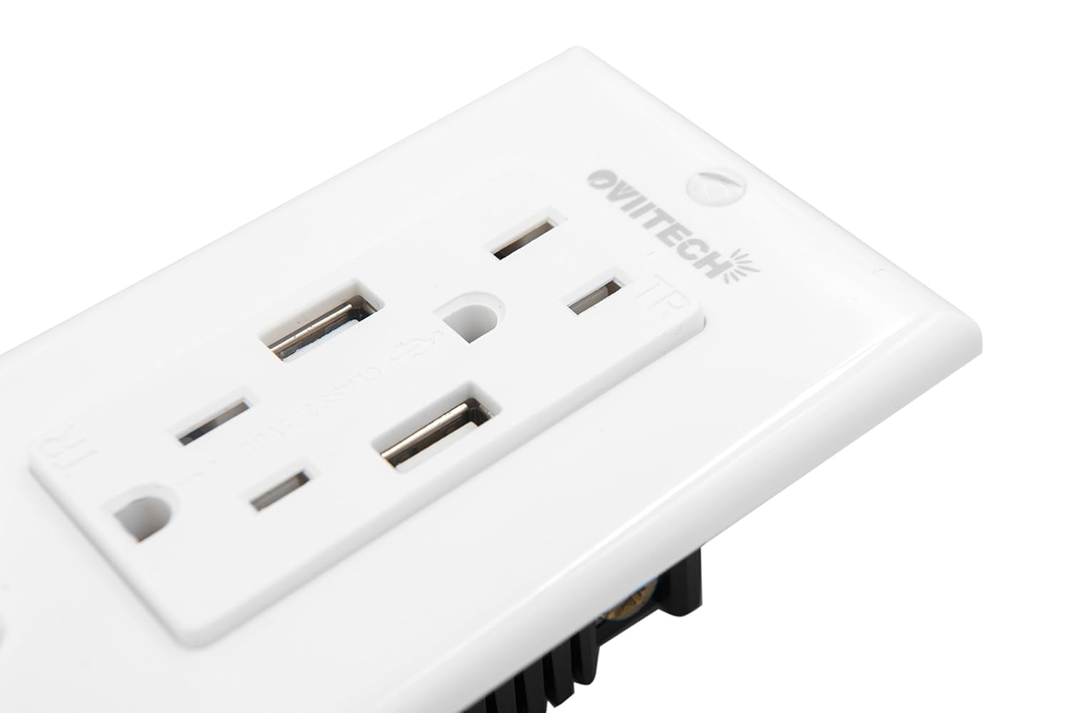 2.4 AMP Dual High Speed Wall Mount Charger USB Outlet,15A Tamper Resistant Receptacle, 2 Wall Plate Included,White (2 Pack)