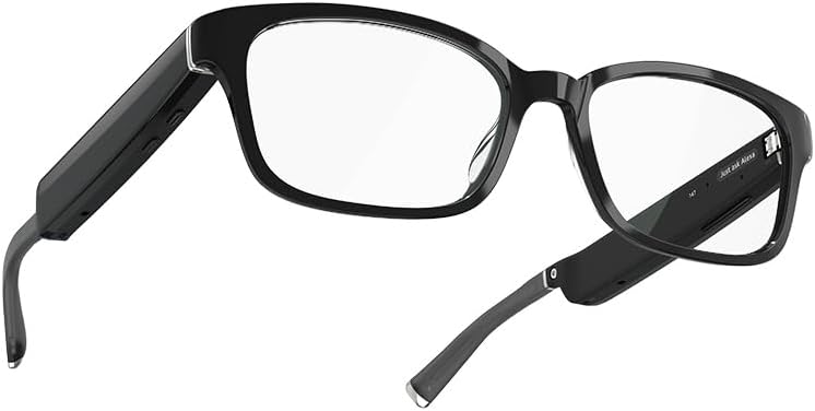 Echo Frames, an Alexa Device (Newest Model), Smart Glasses with Alexa, Rectangle Frames in Classic Black with Blue Light Filtering Lenses