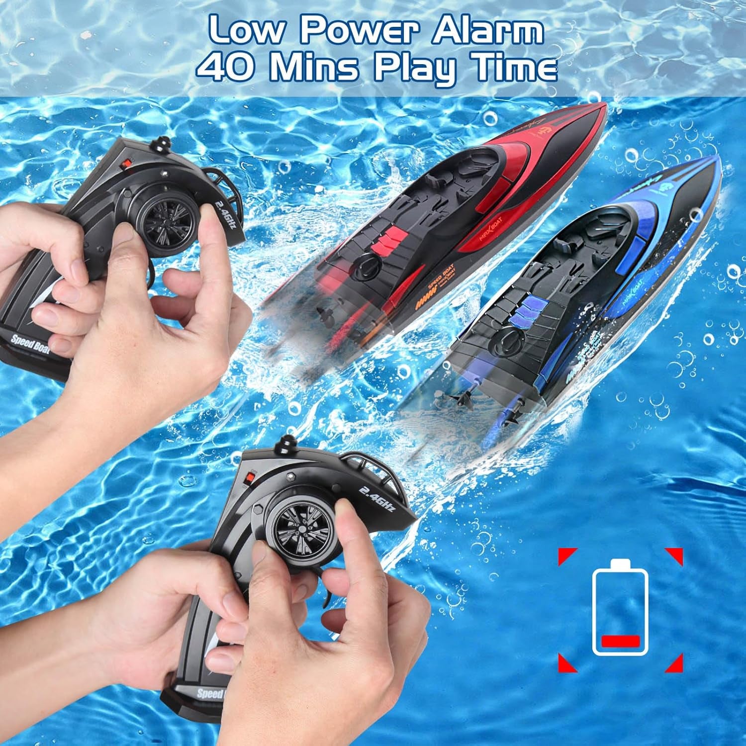 RC Boat for Kids 2 Pack Remote Control Boats Toy with Light Waterproof with Rechargable Battery Boat for Pools Lakes Gifts Boys Girls Adults
