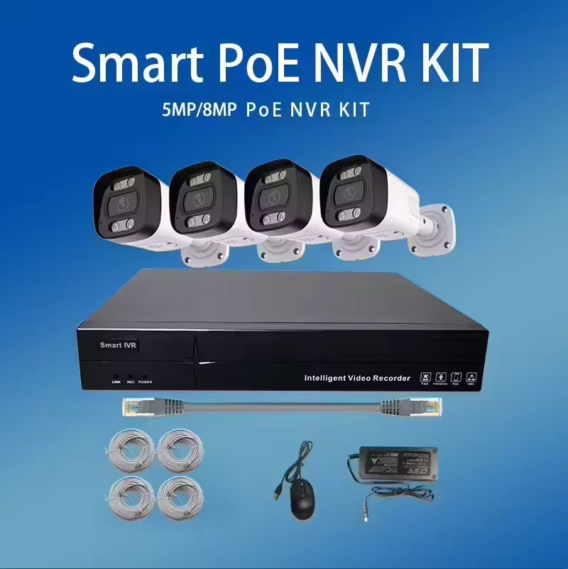 4K Security Camera System Home Poe NVR Kits 4Pcs 8MP IP Security Camera