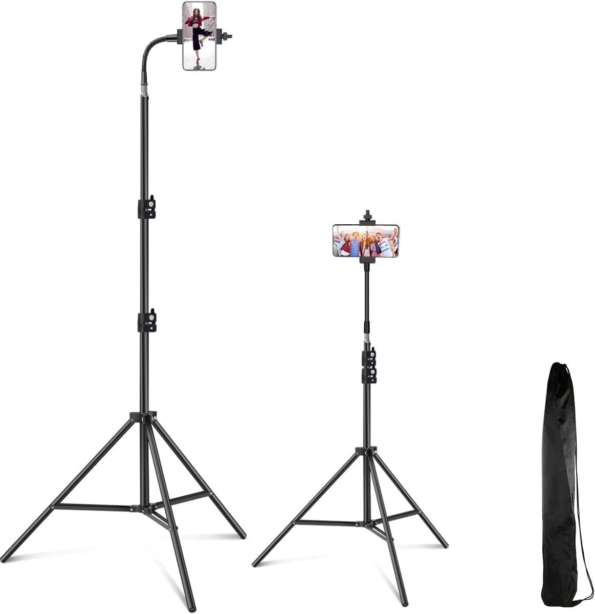 80Inch Stand Tripod for Iphone Phone Cell Tripods Lighting Stand Fits Ring Light Mini Camera Photography Rotatable Live Video Stand Compatible with and Most Mobile Phones
