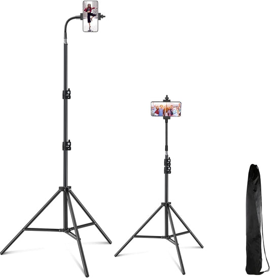 80Inch Stand Tripod for Iphone Phone Cell Tripods Lighting Stand Fits Ring Light Mini Camera Photography Rotatable Live Video Stand Compatible with and Most Mobile Phones