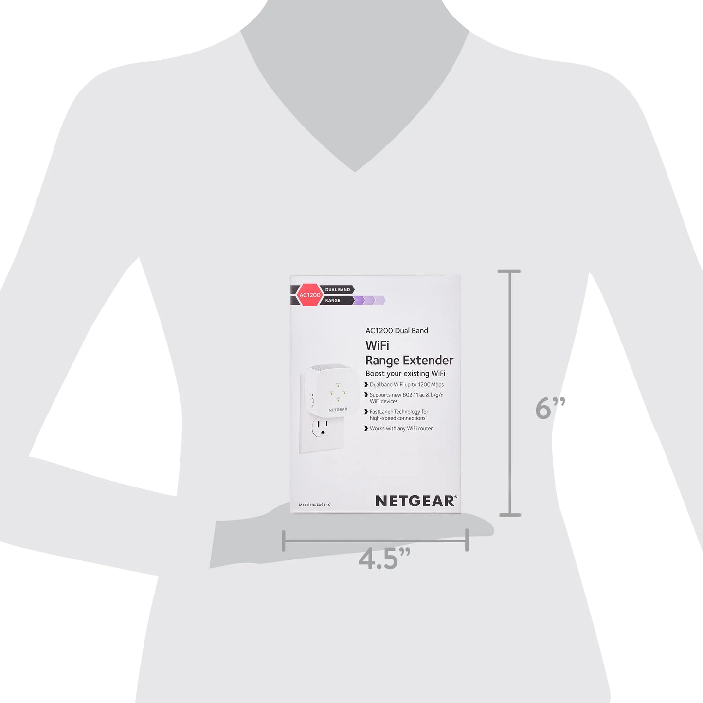 AC1200 Wifi Range Extender, Wall-Plug (EX6110)
