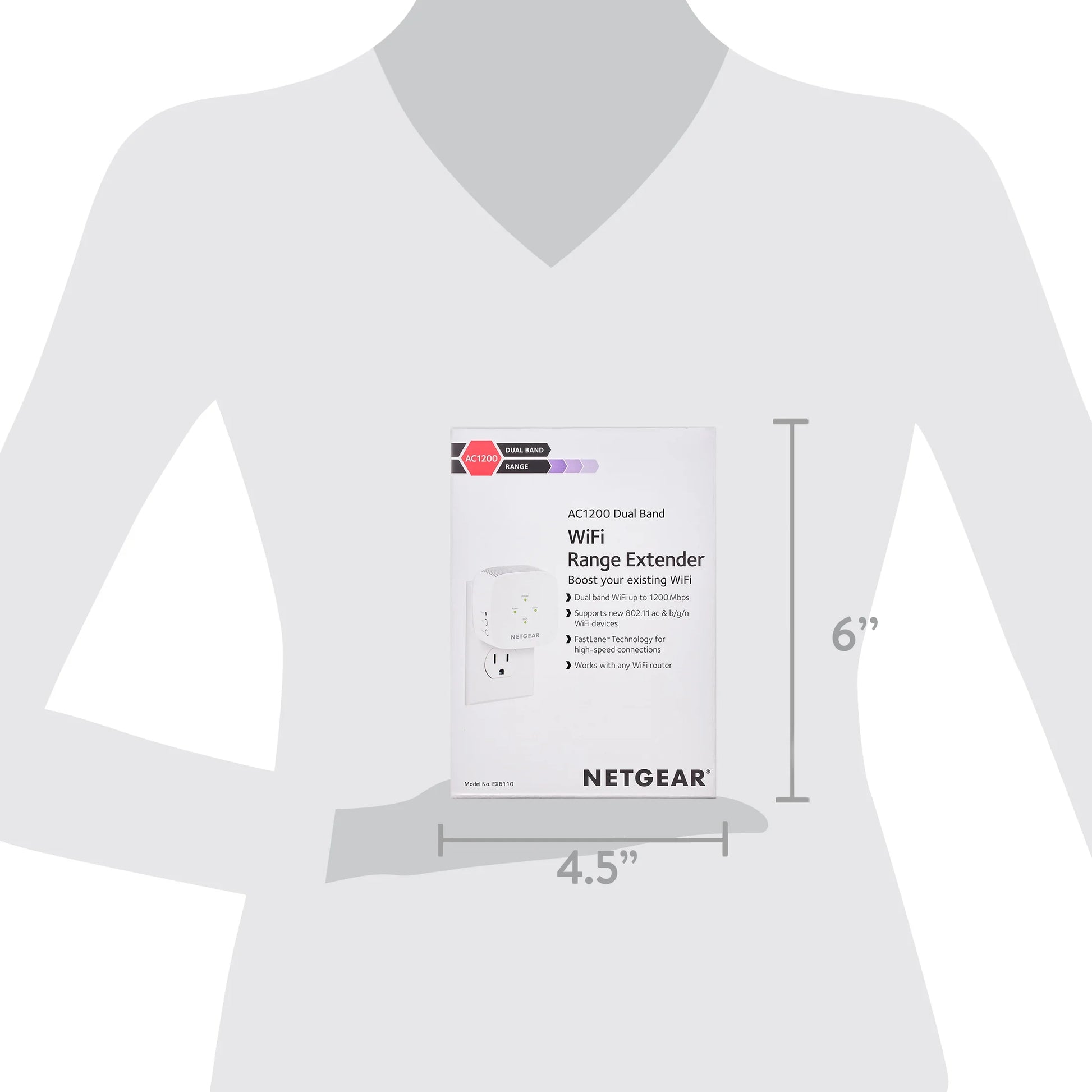 AC1200 Wifi Range Extender, Wall-Plug (EX6110)