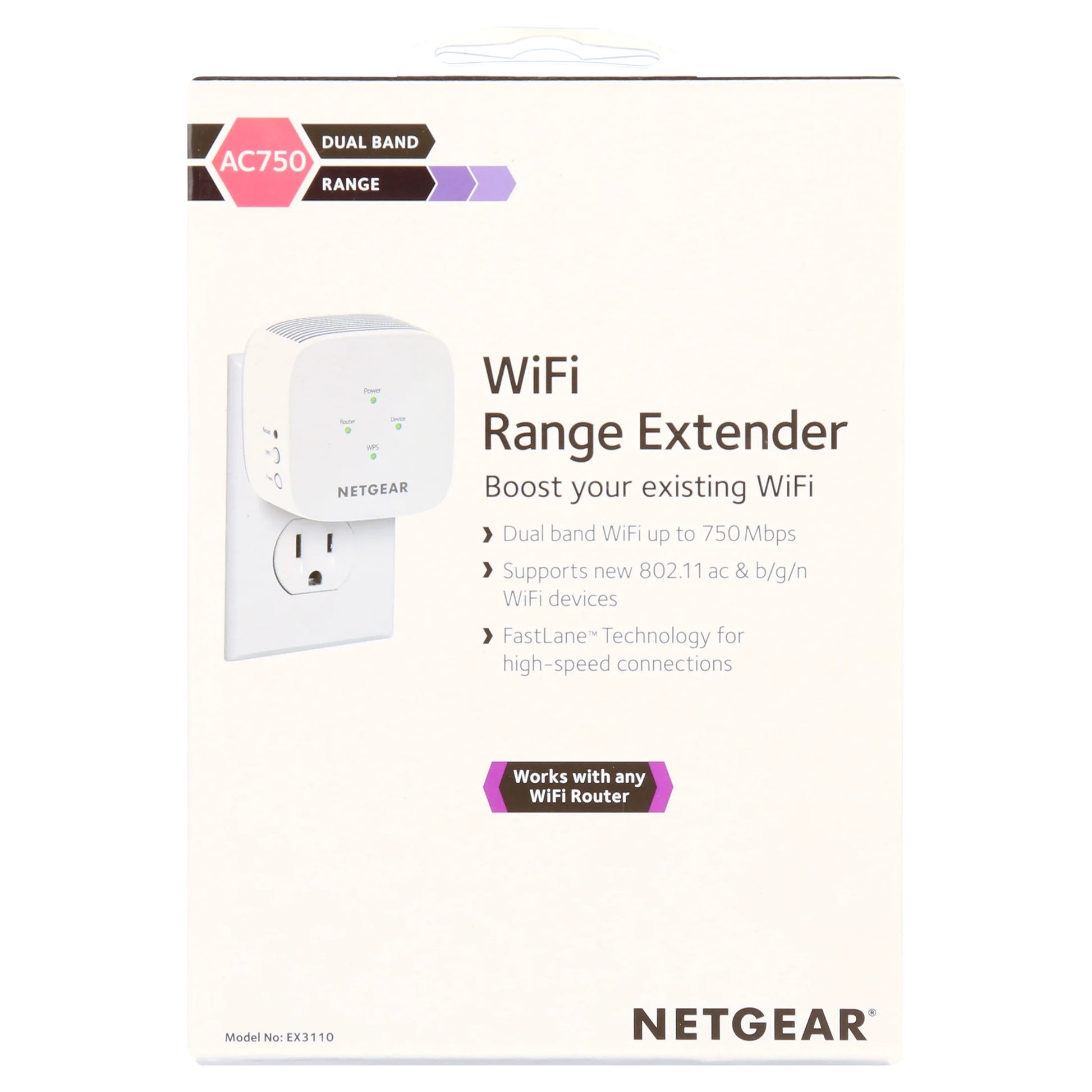 - AC750 Wifi Range Extender and Signal Booster, Wall-Plug, 750Mbps (EX3110)