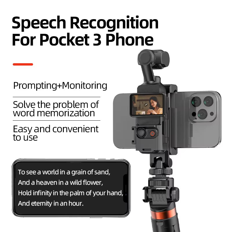 Camera Holder Teleprompter for  OSMO Pocket 3 Tripod Phone Stand Expansion Bracket Fill Light 1/4 Gimbal for  Accessories