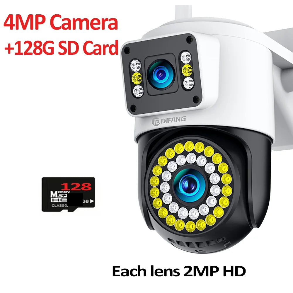 4K 8MP Wifi Camera Dual Lens Security Camera CCTV Dual Screen PTZ Ai Tracking Mini 360° View Video Surveillance Yoosee