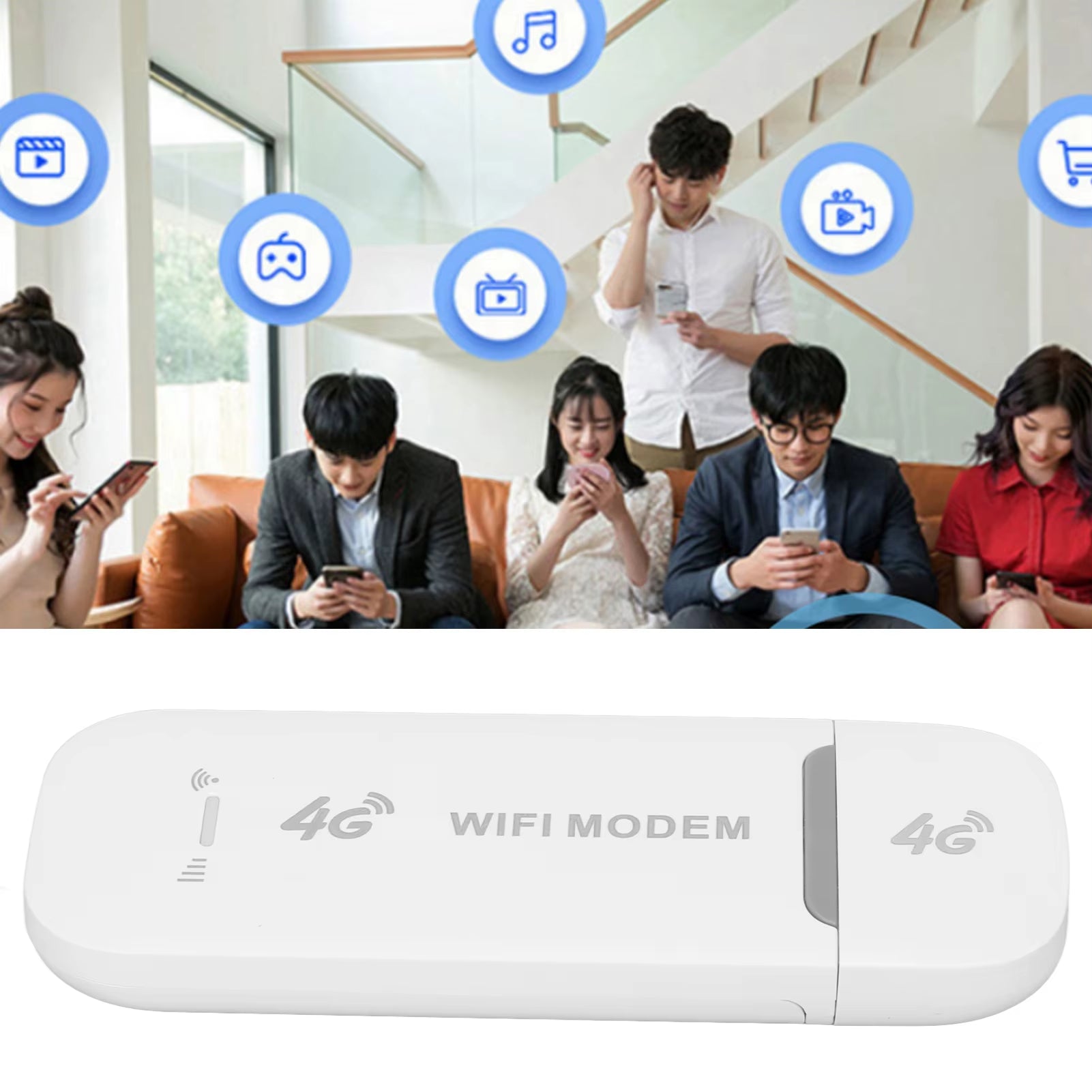 4G LTE Wireless Router 150Mbps Support 10 Users USB Interface Portable Wifi Modem for Tablet Laptop White