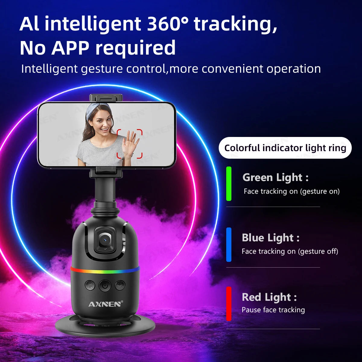 P03 Gimbal Selfie Stick for Cellphone and Cameras AI 360 Follow Selfie Stand Face Tracking Desktop Gimbal Gesture Control