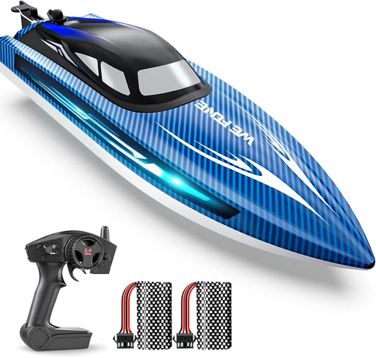 RC Boats for Adults, Remote Control Boat for Pools and Lakes, WF17 25+ KMH Fast RC Speed Boat with 7 LED Light Modes for Kids 8-12, Summer Toys for Boys Girls, 2 Batteries for 30-40 Mins, Blue
