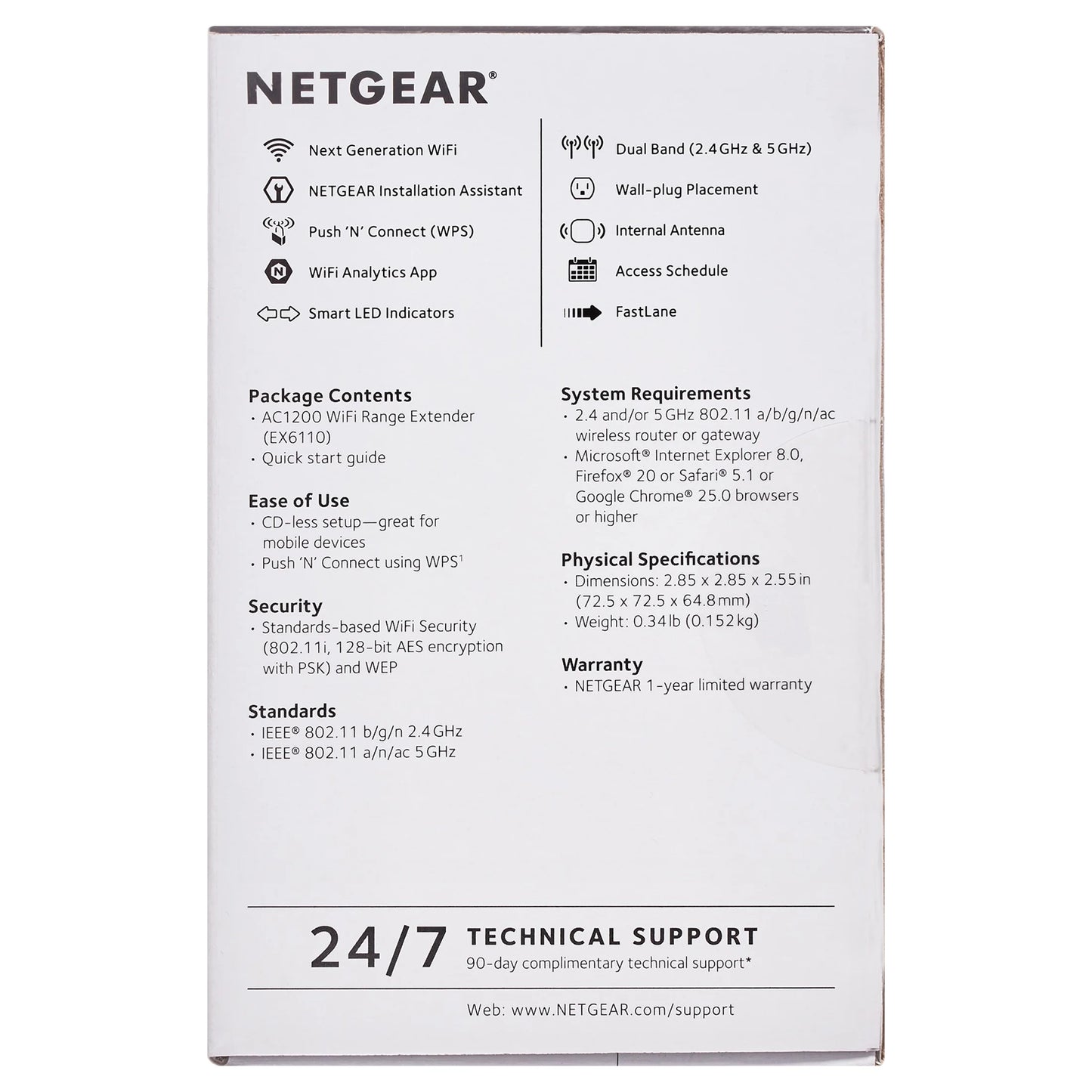 AC1200 Wifi Range Extender, Wall-Plug (EX6110)