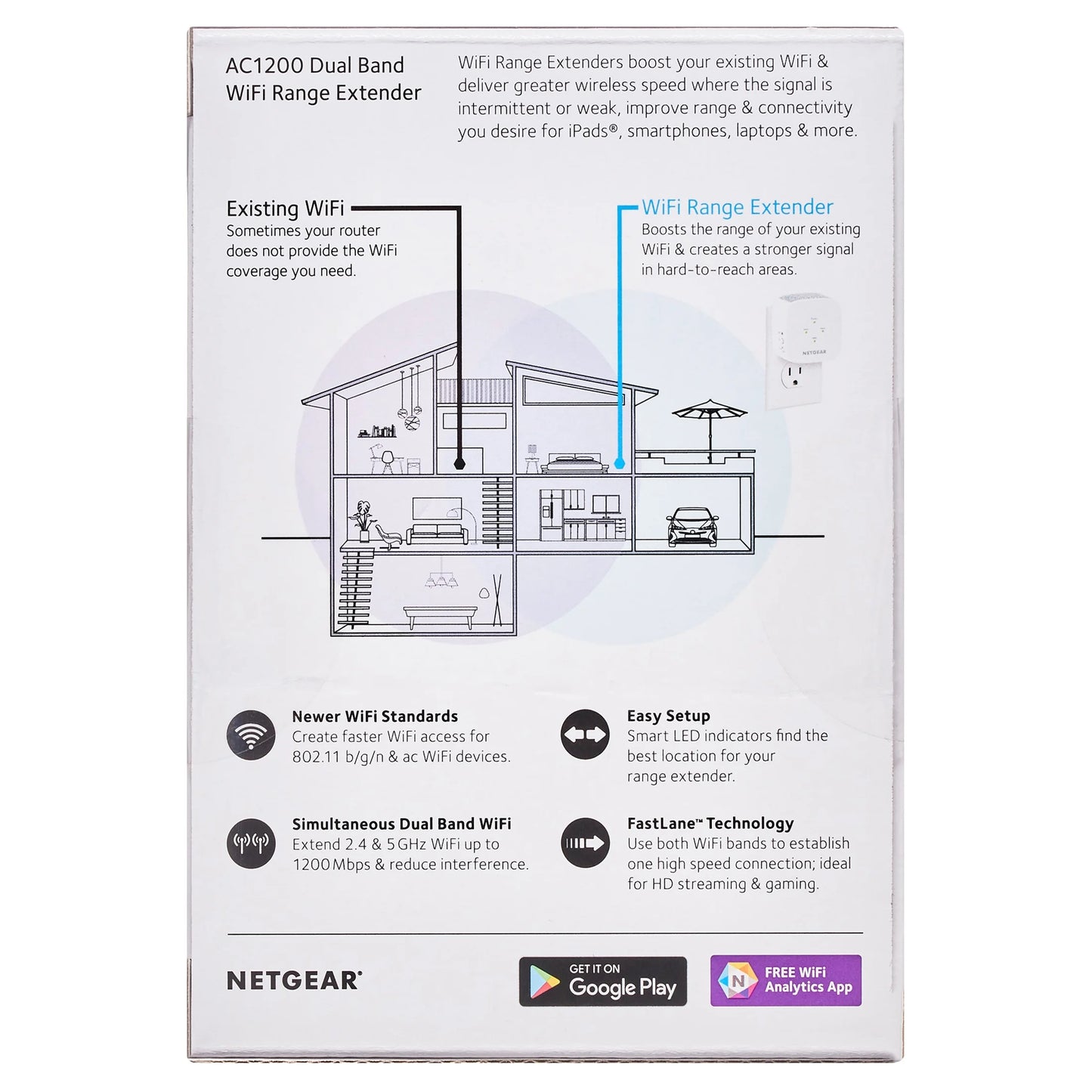 AC1200 Wifi Range Extender, Wall-Plug (EX6110)