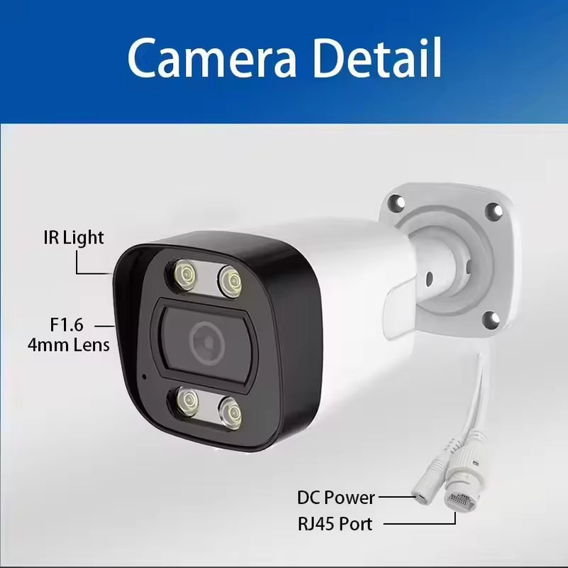 4K Security Camera System Home Poe NVR Kits 4Pcs 8MP IP Security Camera