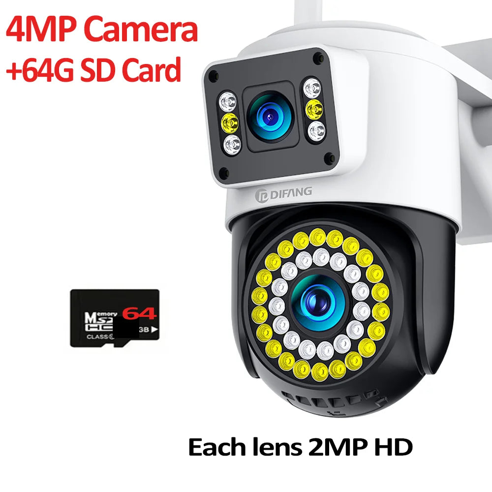4K 8MP Wifi Camera Dual Lens Security Camera CCTV Dual Screen PTZ Ai Tracking Mini 360° View Video Surveillance Yoosee