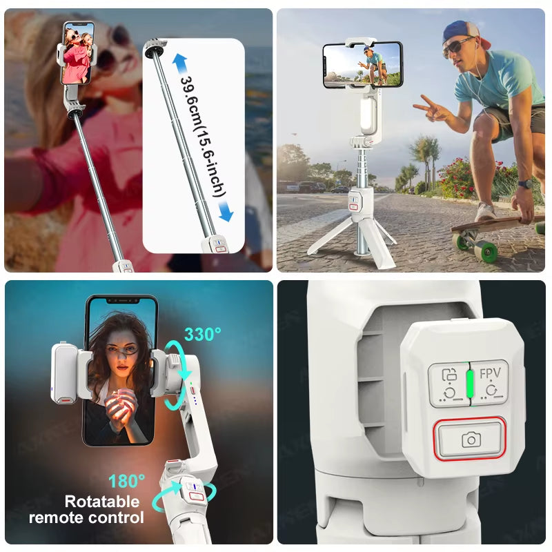 A10 Gimbal Stabilizer Selfie Stick Tripod Smartphone Handheld Gimbal with Fill Light Telescopic Rod Vlog Video Record for Iphone
