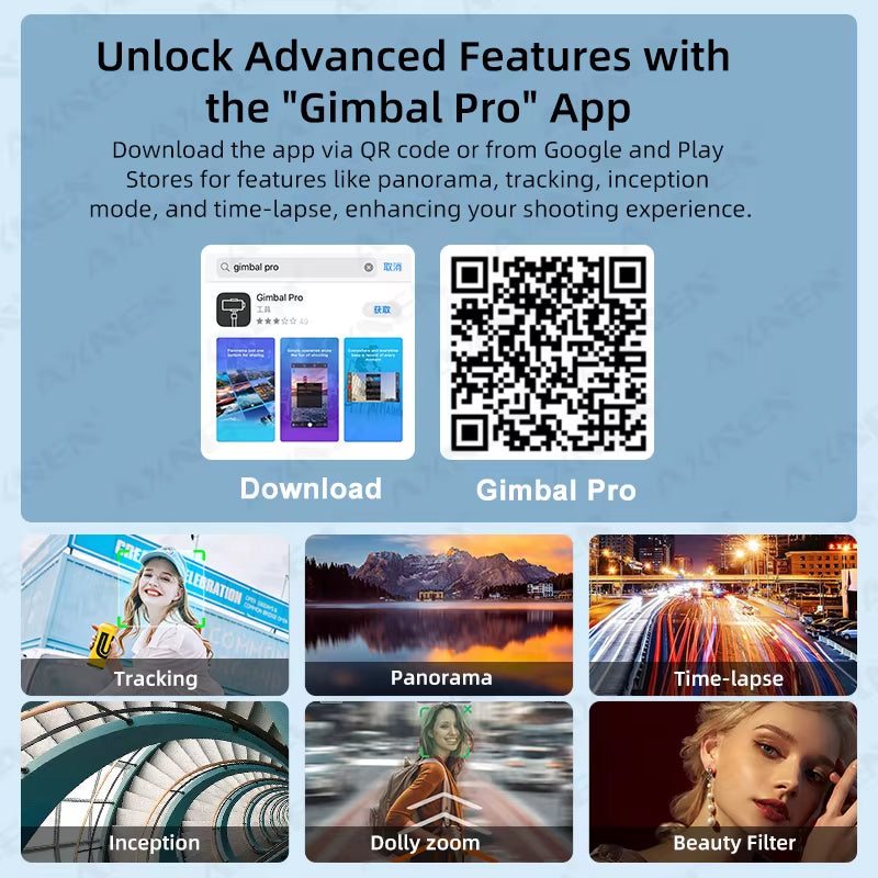 HQ5 Gimbal 3-Axis Handheld Stabilizer for Cell Phone Anti-Shaking Shooting, Optional AI Tracking, for Iphone Android Phone