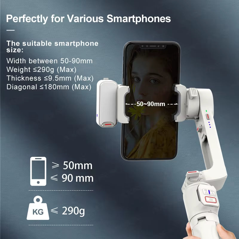 A10 Gimbal Stabilizer Selfie Stick Tripod Smartphone Handheld Gimbal with Fill Light Telescopic Rod Vlog Video Record for Iphone