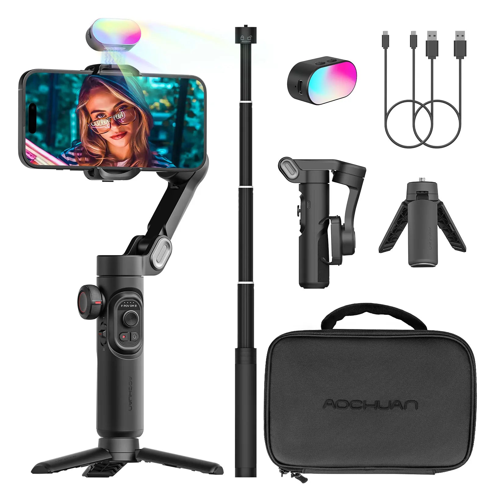 Smart XE Combo Phone Gimbal Stabilizer with Extension Rod 3-Axis Phone Gimbal Stabilizer for Iphone and Android Phone