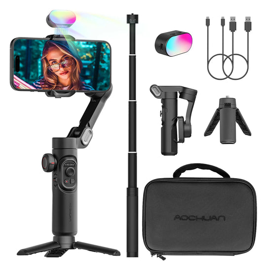 Smart XE Combo Phone Gimbal Stabilizer with Extension Rod 3-Axis Phone Gimbal Stabilizer for Iphone and Android Phone