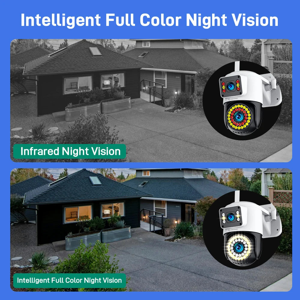 4K 8MP Wifi Camera Dual Lens Security Camera CCTV Dual Screen PTZ Ai Tracking Mini 360° View Video Surveillance Yoosee