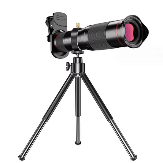 48X HD Zoom Mobile Phone Lens Powerful Binoculars Long Range Monocular Metal Telescope Telephoto Lens with Tripod for Camping