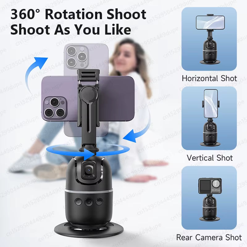 Smart Tracking Tripod for Camera Smartphone,Colorful Light 360 Rotation Follow Focus,Gimbal for Tiktok Live Photography