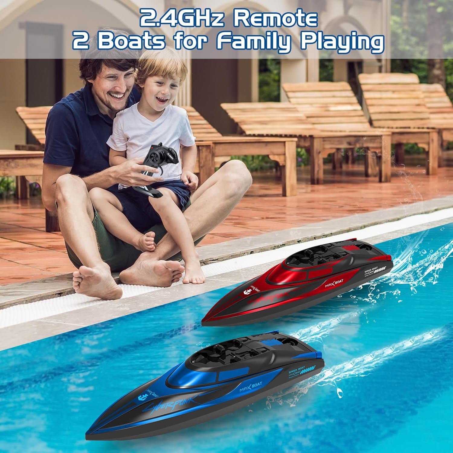 RC Boat for Kids 2 Pack Remote Control Boats Toy with Light Waterproof with Rechargable Battery Boat for Pools Lakes Gifts Boys Girls Adults