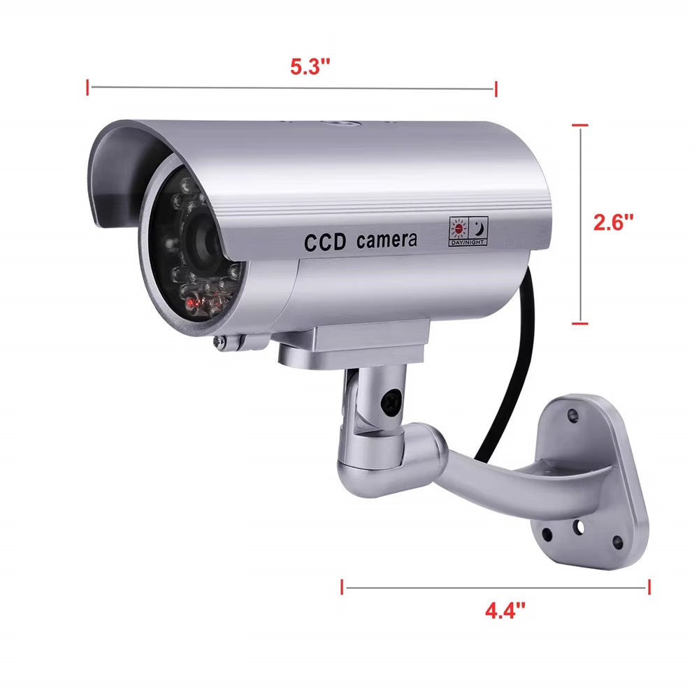 Dummy Fake Camera Surveillance CCTV Outdoor Waterproof IR Red LED Flashing Emulational Security Camera W/ Sticker Decals 2Pcs