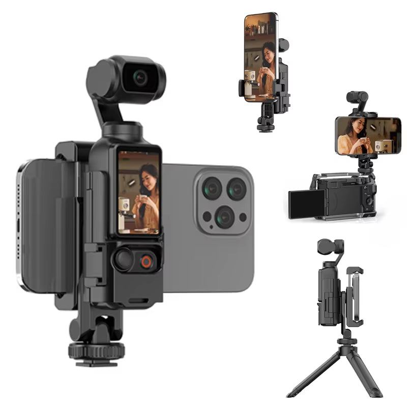 Camera Holder Teleprompter for  OSMO Pocket 3 Tripod Phone Stand Expansion Bracket Fill Light 1/4 Gimbal for  Accessories